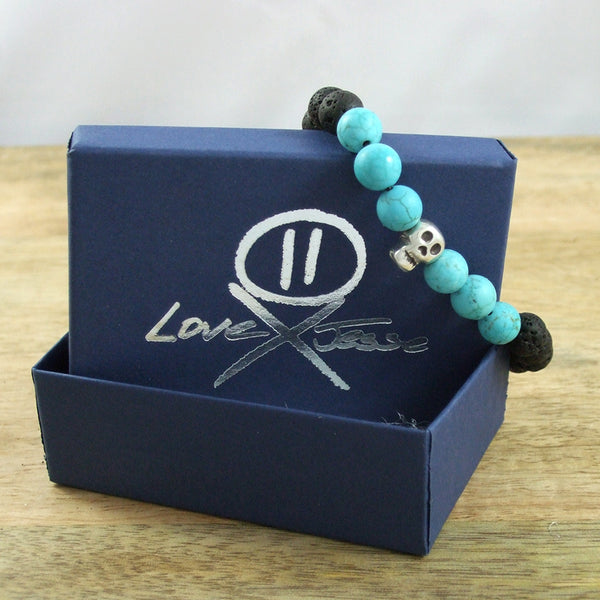 Solid Sterling Silver Psychic Cross #23 - Gemstone and Lava Bead Diffuser Bracelet