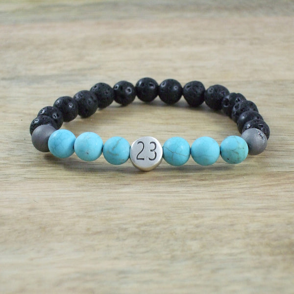 Solid Sterling Silver Psychic Cross #23 - Gemstone and Lava Bead Diffuser Bracelet