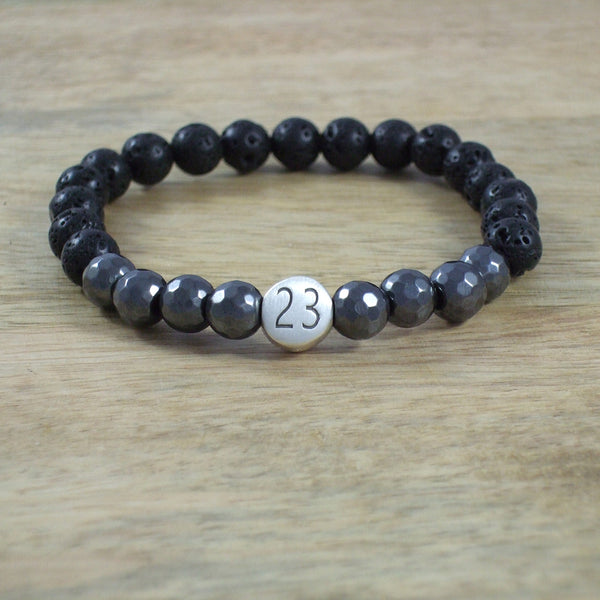 Solid Sterling Silver Psychic Cross #23 - Gemstone and Lava Bead Diffuser Bracelet