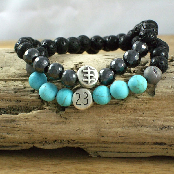 Solid Sterling Silver Psychic Cross #23 - Gemstone and Lava Bead Diffuser Bracelet
