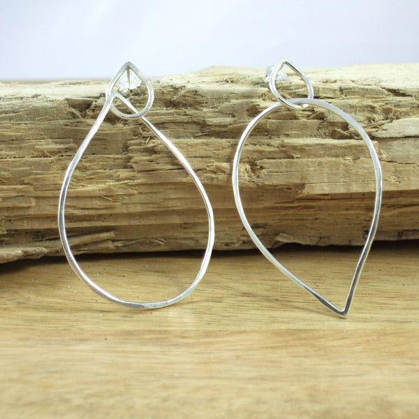 Entwined Large Sterling Silver Double Teardrop Earrings
