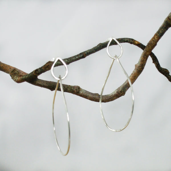 Entwined Large Sterling Silver Double Teardrop Earrings