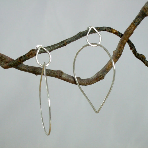 Entwined Large Sterling Silver Double Teardrop Earrings