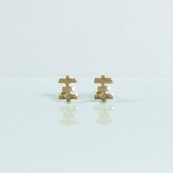 Super Tiny 14K Gold Psychic Cross Earrings
