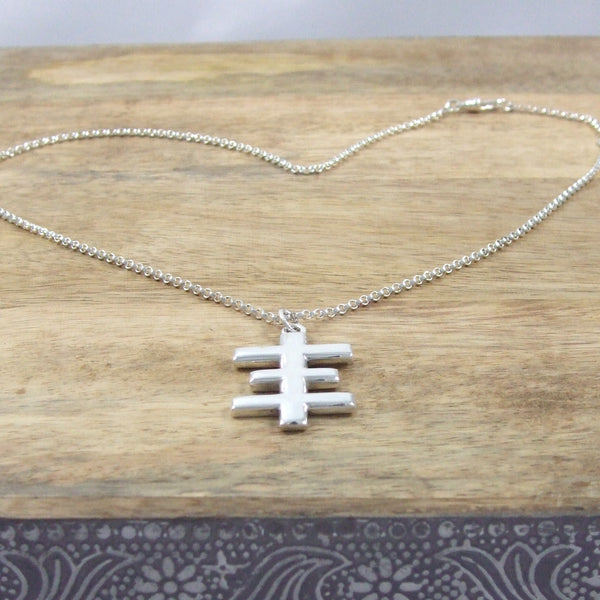 Sterling Silver Large Psychic Cross Necklace