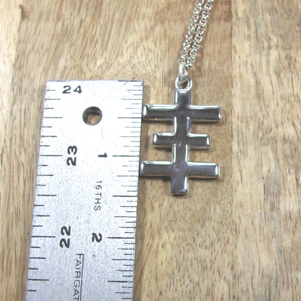 Sterling Silver Large Psychic Cross Necklace