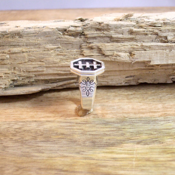 Psychic Cross Signet Ring in Sterling Silver