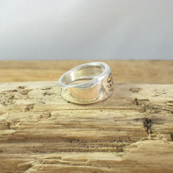 14K Yellow Gold and Sterling Silver Psychic Cross Ring