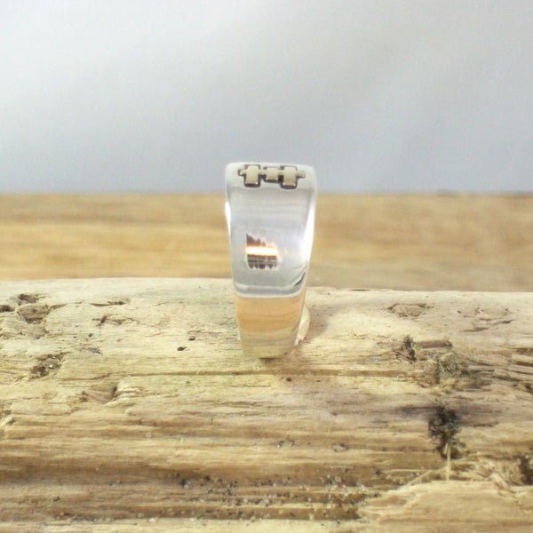 14K Yellow Gold and Sterling Silver Psychic Cross Ring