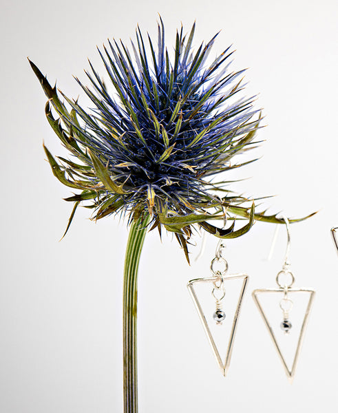 Limited Edition Handmade small SPIKE earring with genuine gemstone bead drop.
