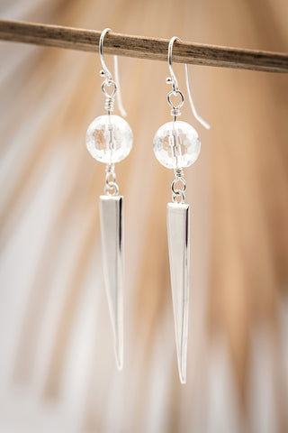 Limited Edition Handmade SPIKE EARRING with white quartz bead