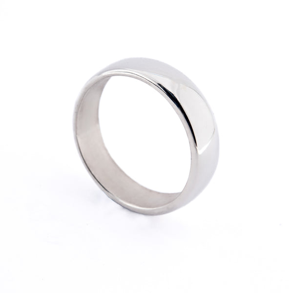 Wedding Band cast in recycled white gold.  Approximately 6mm wide