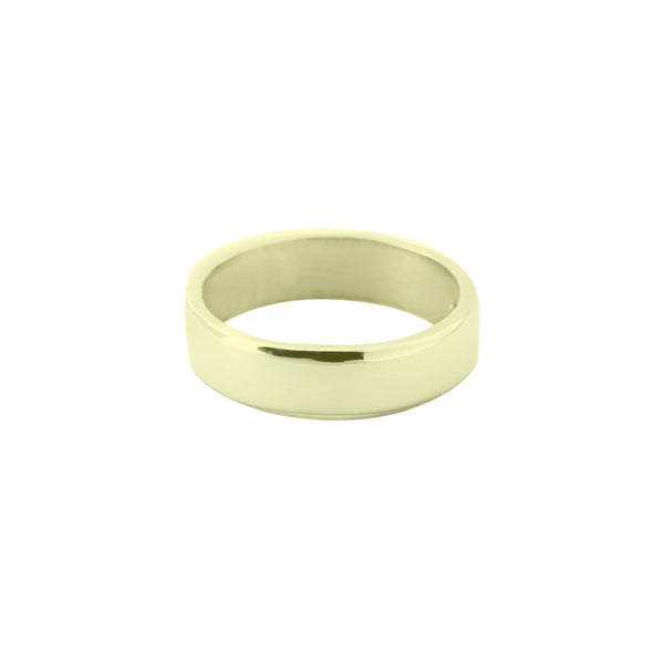 Wedding Band cast in recycled yellow gold.  Approximately 6mm wide