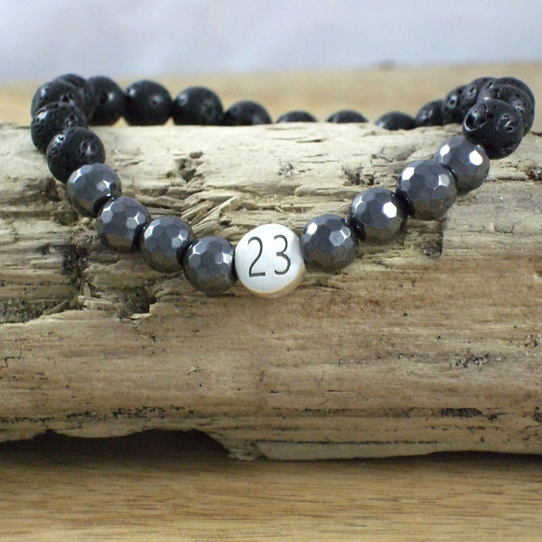 Solid Sterling Silver Psychic Cross #23 - Gemstone and Lava Bead Diffuser Bracelet