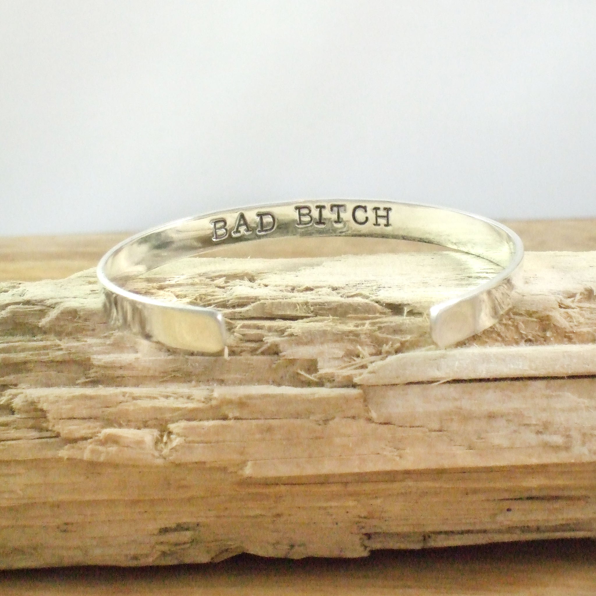 BAD BITCH CUFF BRACELET IN RECYCLED STERLING SILVER