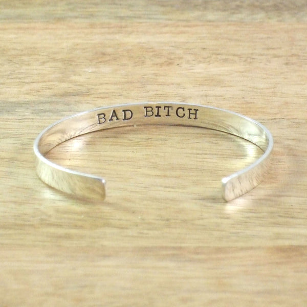 BAD BITCH CUFF BRACELET IN RECYCLED STERLING SILVER