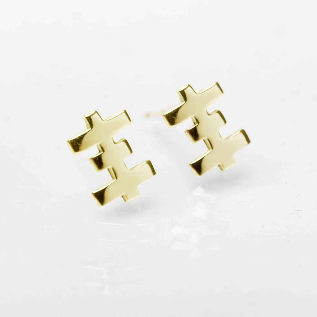 Cross Mini Stud Earrings, Solid 14k Gold Stud Earrings