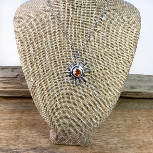 Sun Goddess Necklace with Genuine Citrine in Recycled Sterling Silver