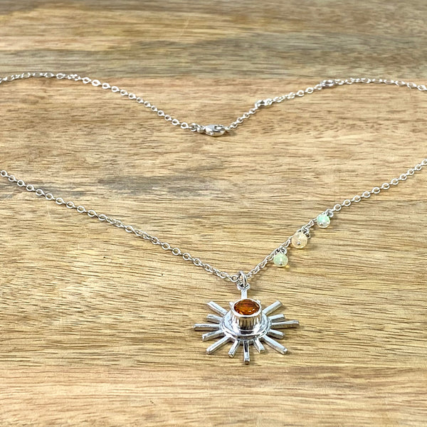 Sun Goddess Necklace with Genuine Citrine in Recycled Sterling Silver