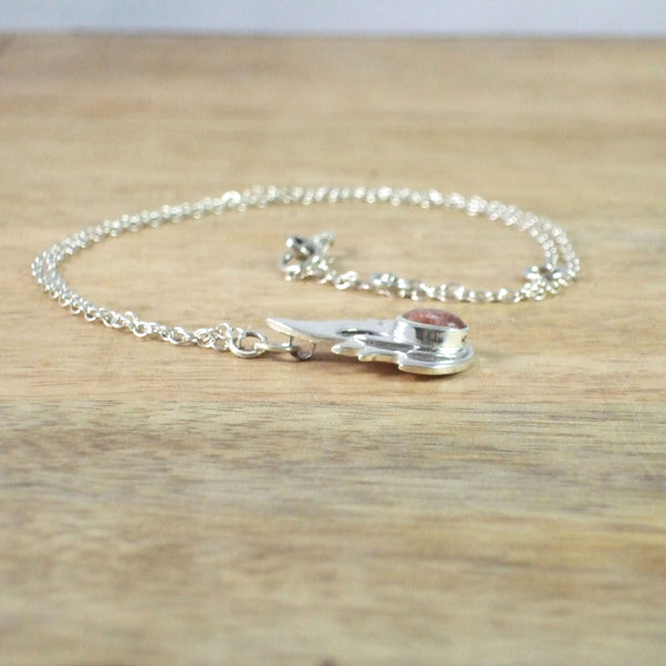 Flame Necklace in Recycled Sterling Silver Set with 8x6mm Sunstone