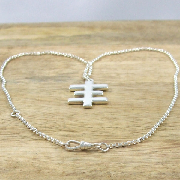 Sterling Silver Large Psychic Cross Necklace