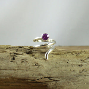 Sterling Silver and Genuine Gemstone Color Coil Ring