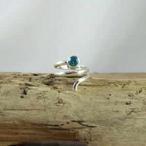 Sterling Silver and Genuine Gemstone Color Coil Ring