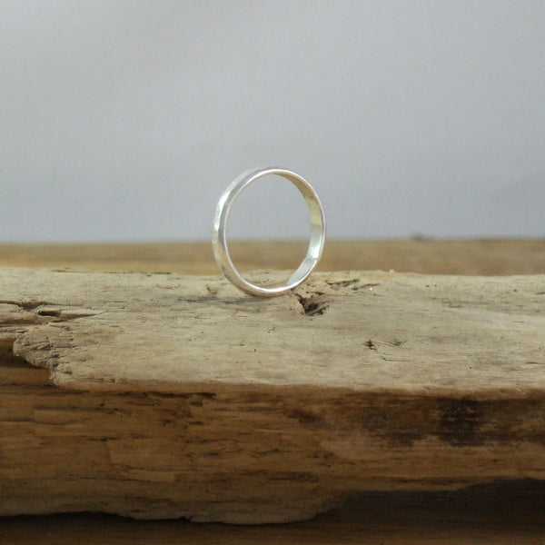 Modern Hammered Stacking Ring in Recycled Sterling Silver