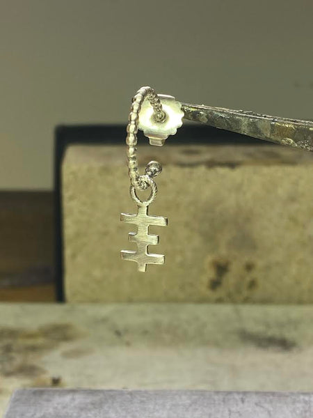 Psychic Cross Hanging Earring In Recycled Sterling Silver